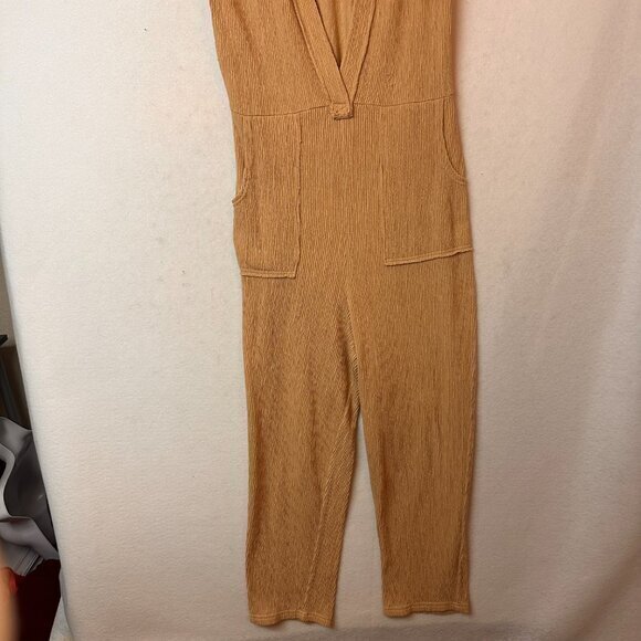 Free People beach jumpsuit XS Carousel One-Piece minimalist Neutral Beige - Picture 2 of 6